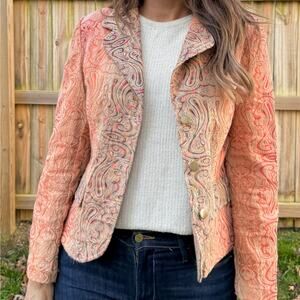 Analogy Paisley Jacquard Blazer Coral Y2K Vintage